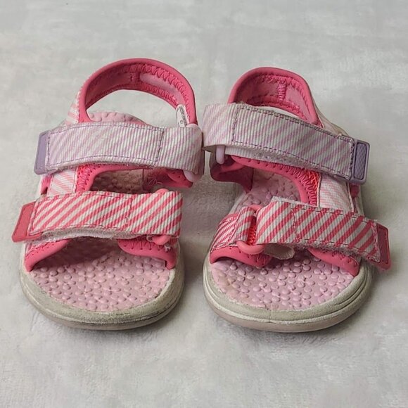 Wonder Nation Toddler Pink Striped Open Toe Sandals Adjustable Straps Size 4 - Picture 7 of 7